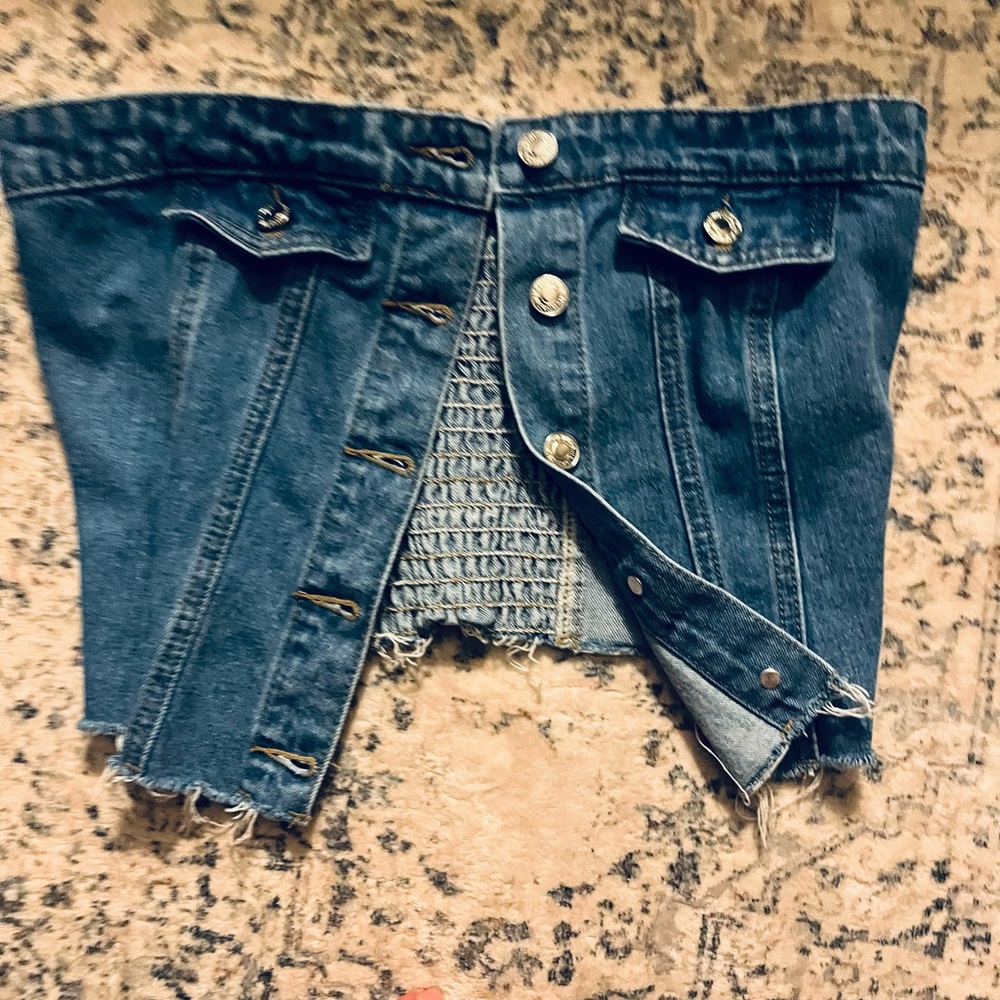 Denim Button-Up Corset Top